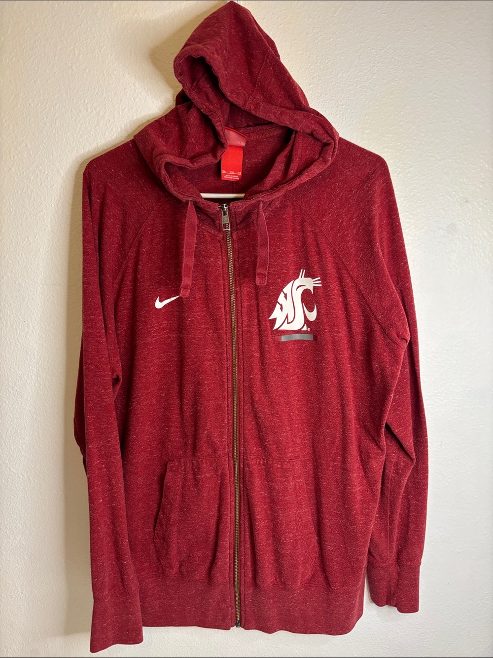 Nike Maroon Washington State University Cougs Full-Zip Hoodie -321sku